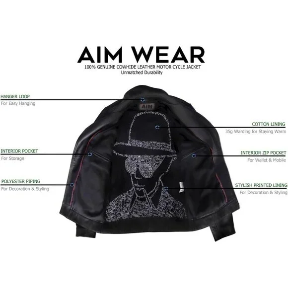 Men Black Casual Leather Jacket Geniune Cow Hide Motorcycle Style Perfecto Biker - Picture 8 of 8